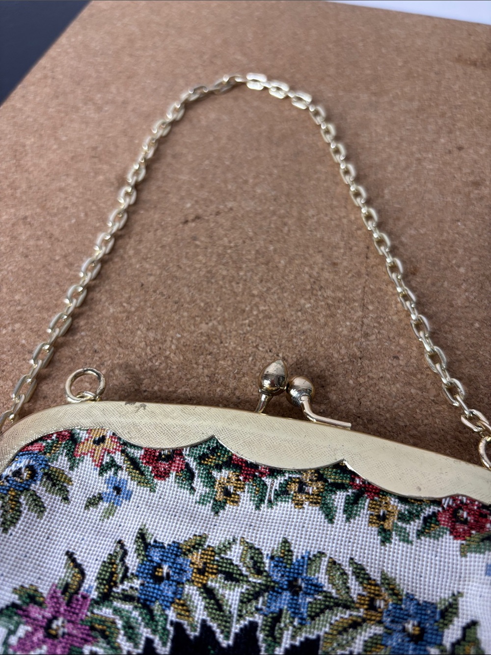 Vintage Floral Tapestry Chain Purse Handbag Multicolour 7.5x6” Tapestry Cottage - Picture 4 of 6